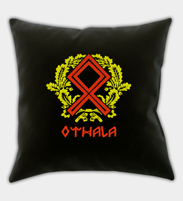 Vyšívaný povlak na polštář s runou Othala