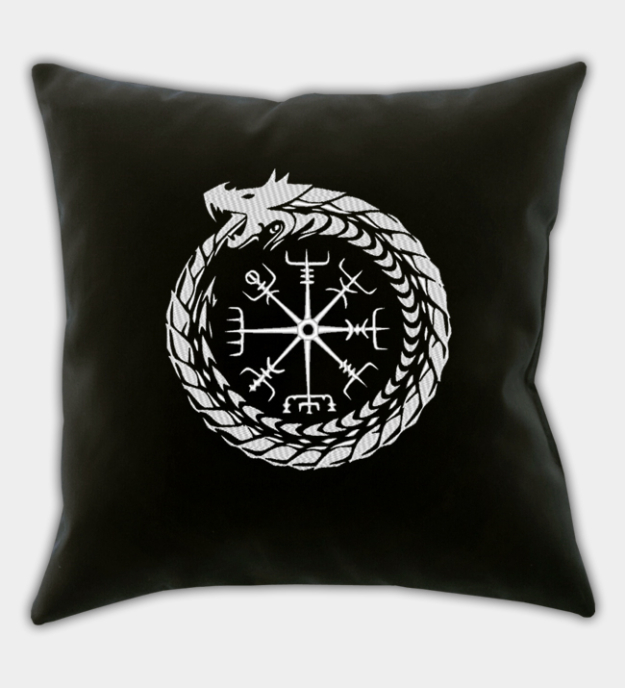 Povlak na polštář s výšivkou Midgard Had