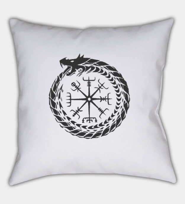 Povlak na polštář s výšivkou Midgard Had