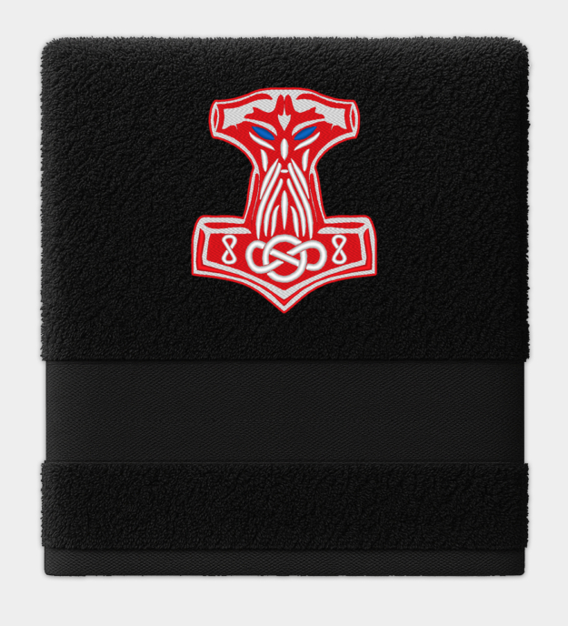 Vyšívaný ručník Thorovo kladivo Mjölnir