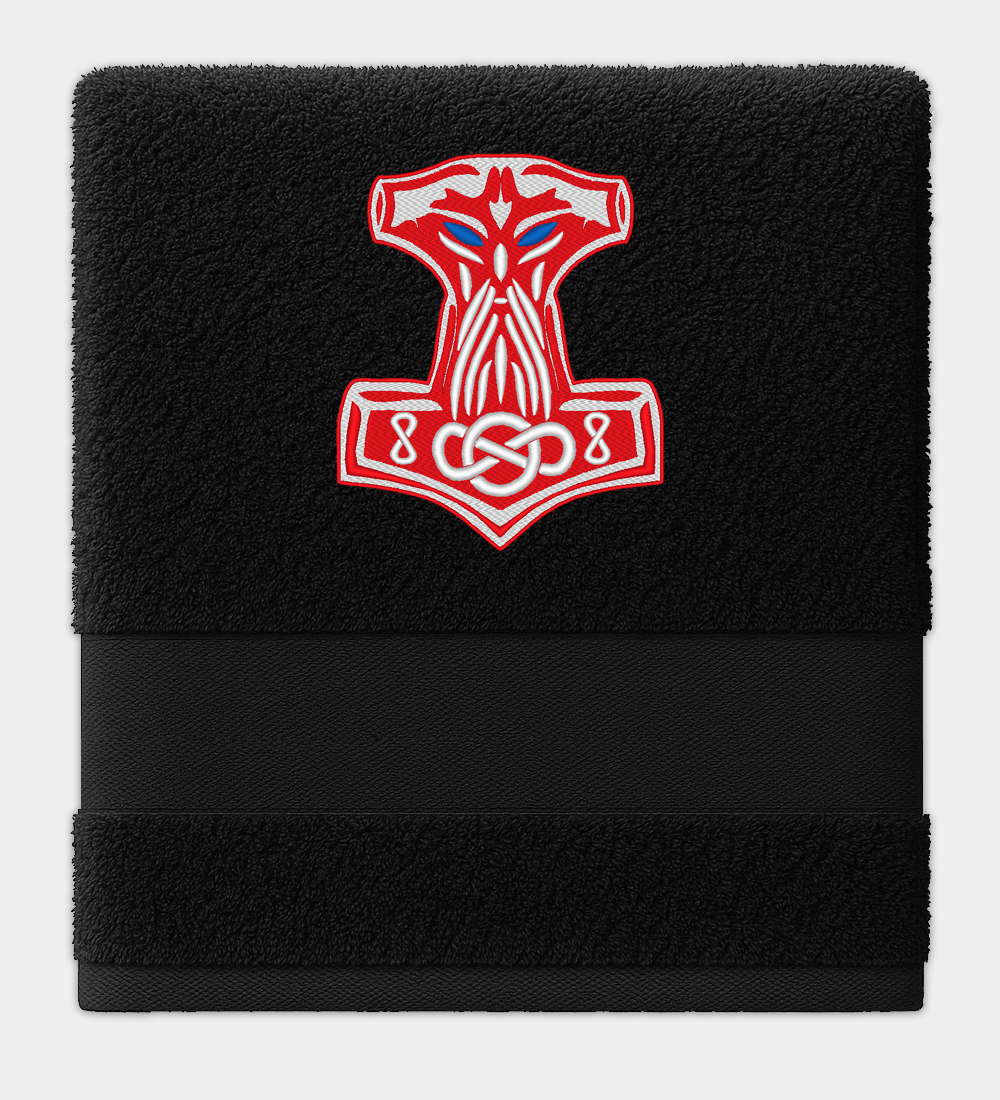 Vyšívaný ručník Thorovo kladivo Mjölnir Vyšívaný ručník Thorovo kladivo Mjölnir