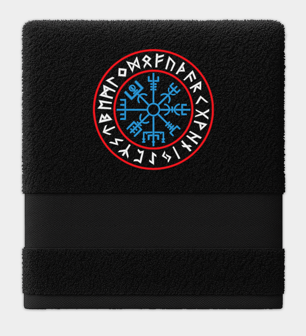 Vyšívaný ručník Runový Vegvísir Vyšívaný ručník Runový Vegvísir